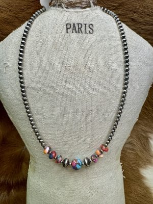Dahlia with Navajo Pearls and Disk Necklace