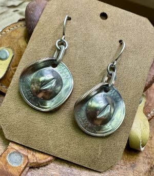 Texas Quarter Cowboy Hat Earrings