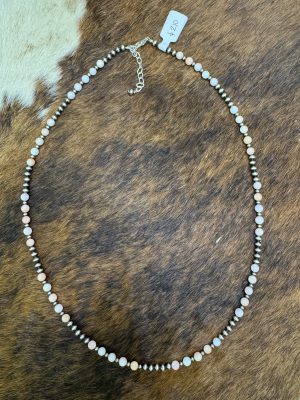 Pink Conch and Navajo Pearl Necklace