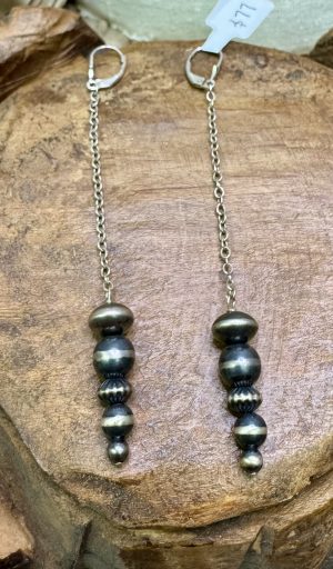 Silver Navajo Pearl Dangle Earrings