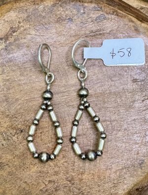 Silver Navajo Pearl Hoop Earrings