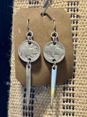 Buffalo Nickel and Fork Tine Earrings
