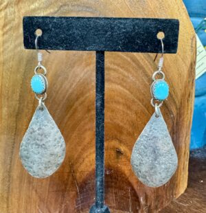 Turquoise with Silver Drop Earrings