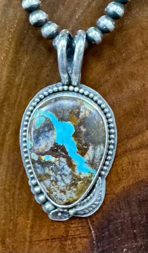 Turquoise Pendant on Navajo Pearl Necklace