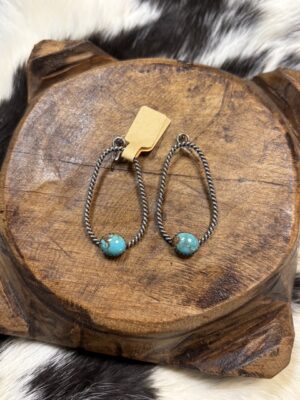 Sterling Silver Oval Earring with Turquoise